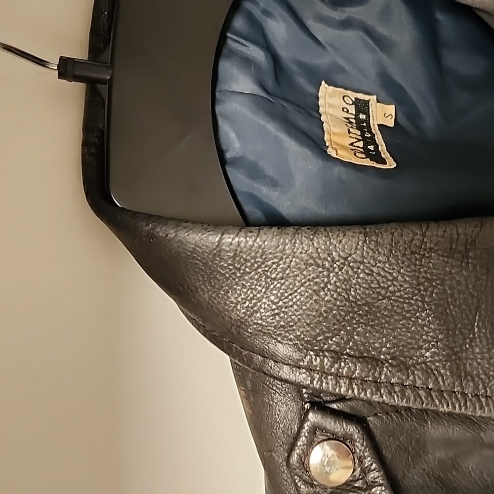 Leather motorcycle jacket By Contempo Casuals 1990 or so  Small - Picture 16 of 17